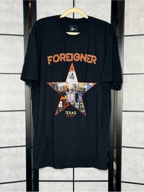 Foreigner Texas Tour 2022 The Thread Shop Black Concert Band Tee Men’s XL
